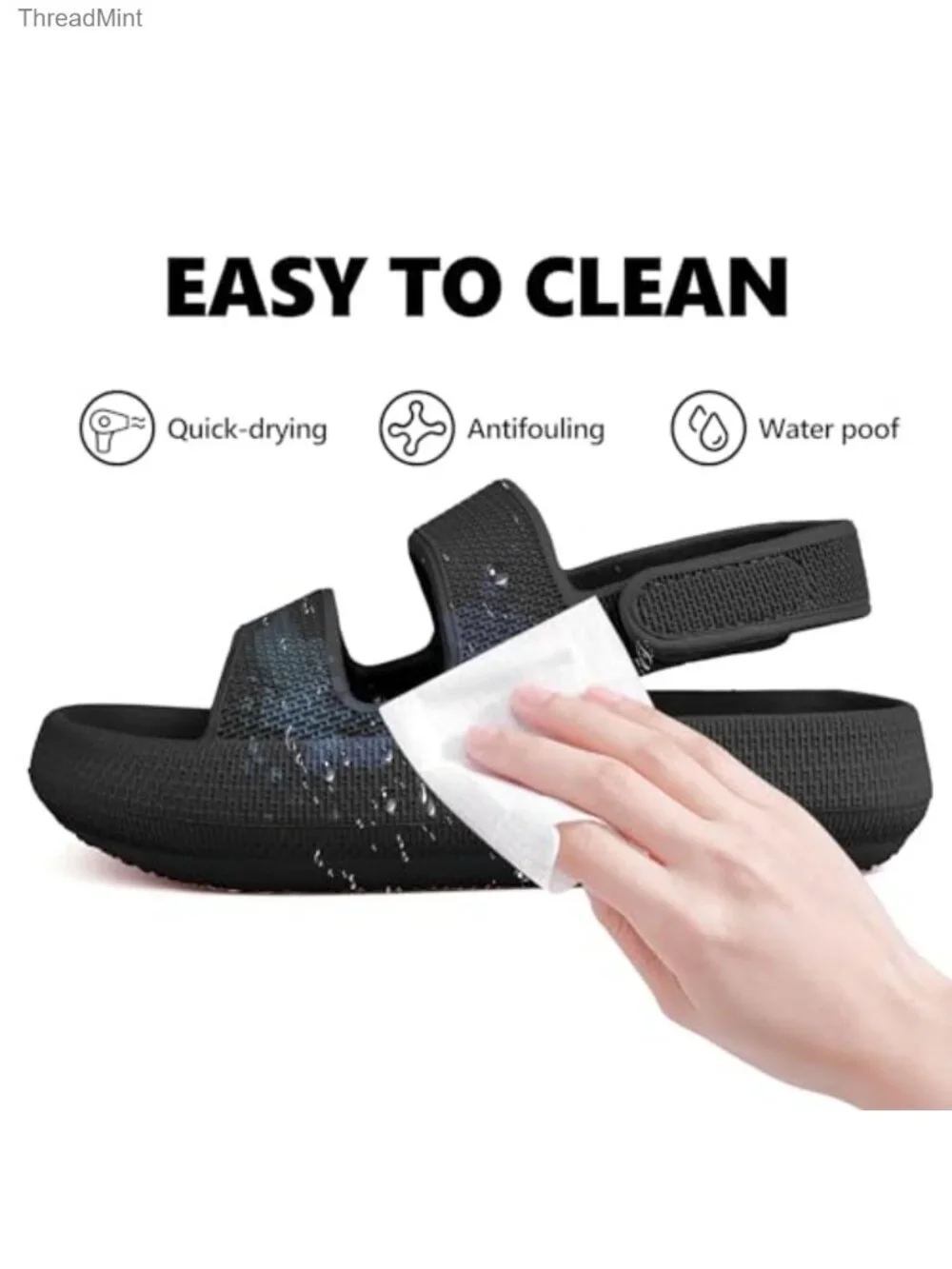 Kids Cloud Sandals EVA Quick Drying Slide Sandals with Hook Loop Back Strap